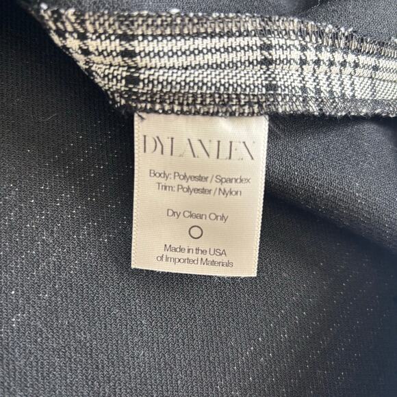 Dylan Lex Wrap Midi Skirt Black Plaid Fringe Trim Preppy Asymmetric Size Small - Picture 7 of 9